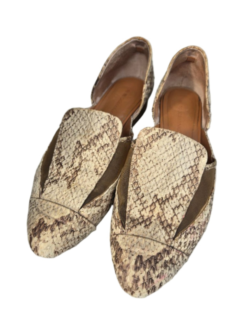 Women's Rebecca Minkoff 9 Beige Brown Snake Print Flats